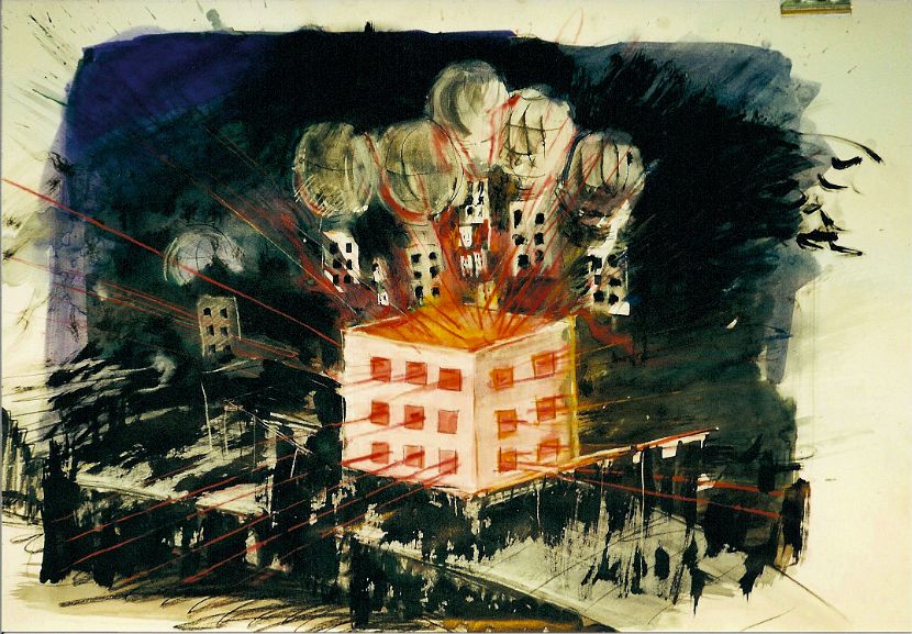 ENERGIE, Bühnenbildentwurf 2, Mischtechnik, 62 x 88 cm